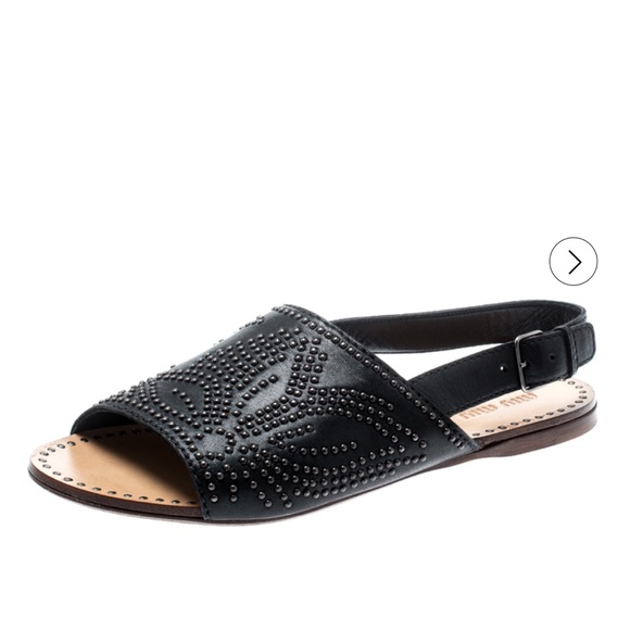 Miu Miu Black Studded Sandals - Picture 1 of 2